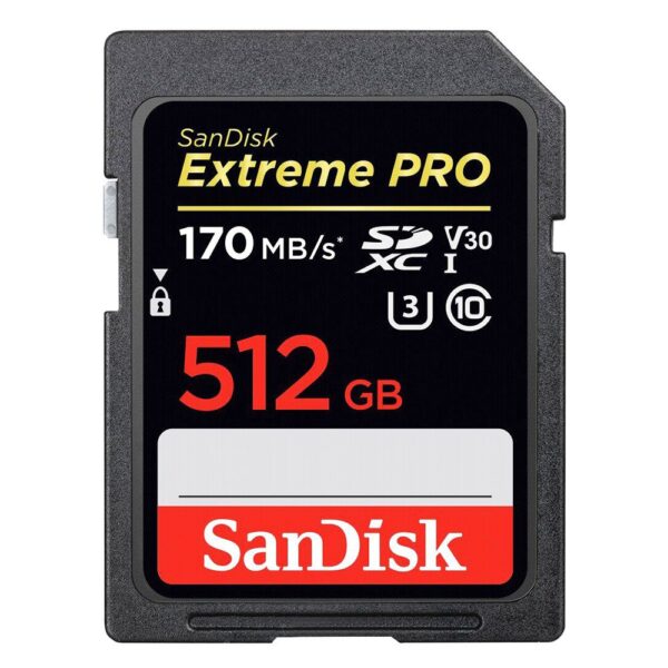 sandisk extreme pro sdxc v30 u3 170mbps 512gb memory card